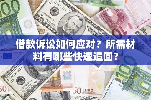 武汉借款诉讼如何应对？所需材料有哪些快速追回？